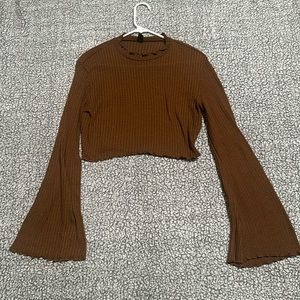 80s Sienna Brown bell sleeve crop top